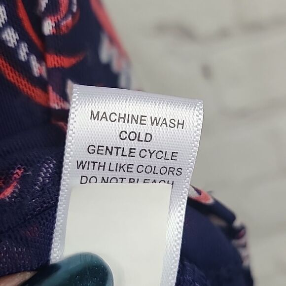 Spense Strappy Cami Navy Red Tank Sleeveless Braided Neck Mesh Blouse Shell Top - Picture 10 of 14